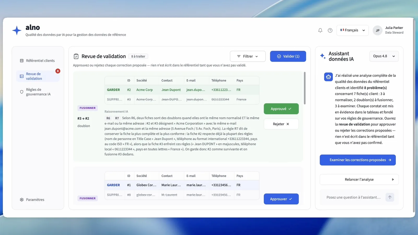 Aperçu de Alno AI Data Quality